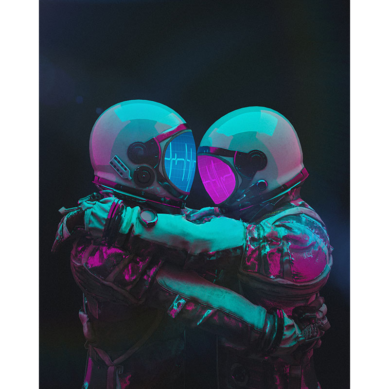 Πίνακας σε καμβά Astronauts In Embrace